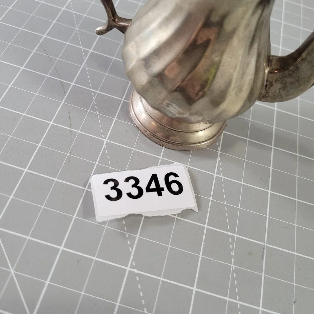 Mini Silver Brass Metal Teapot Coffee Pot Hinged Lid Victorian Style India Decor